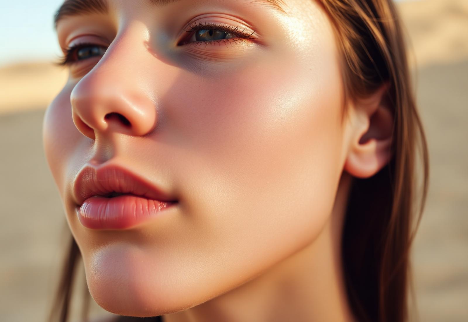 Close-up of clear, healthy skin after using an acne treatment routine